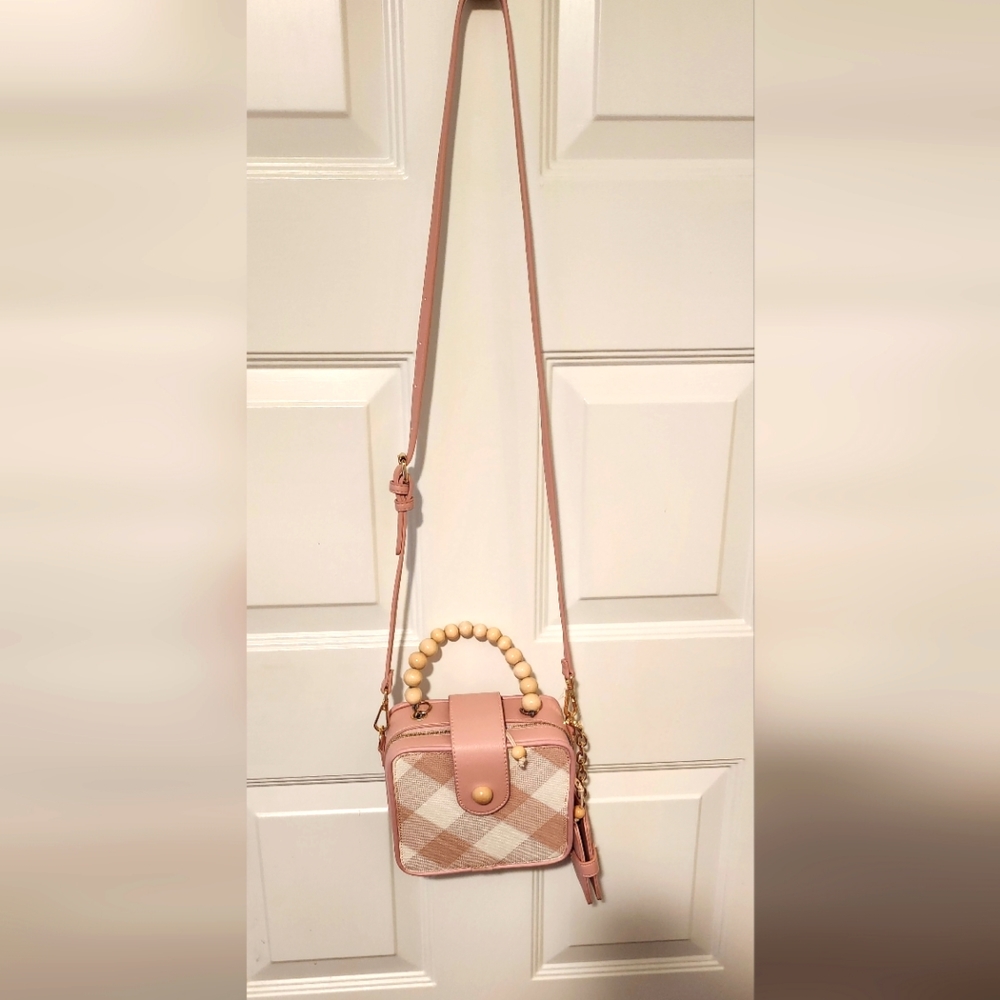 Martha Stewart Women's Crossbody Bag Pink/White 7.25" X 6.75" X 3.25"